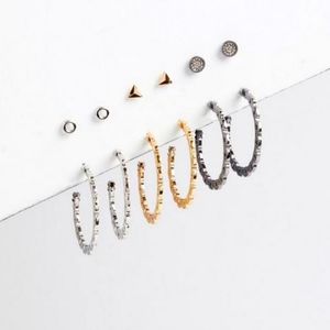 5/$15 Geometric Stud and Hoop Earring Set of 6
